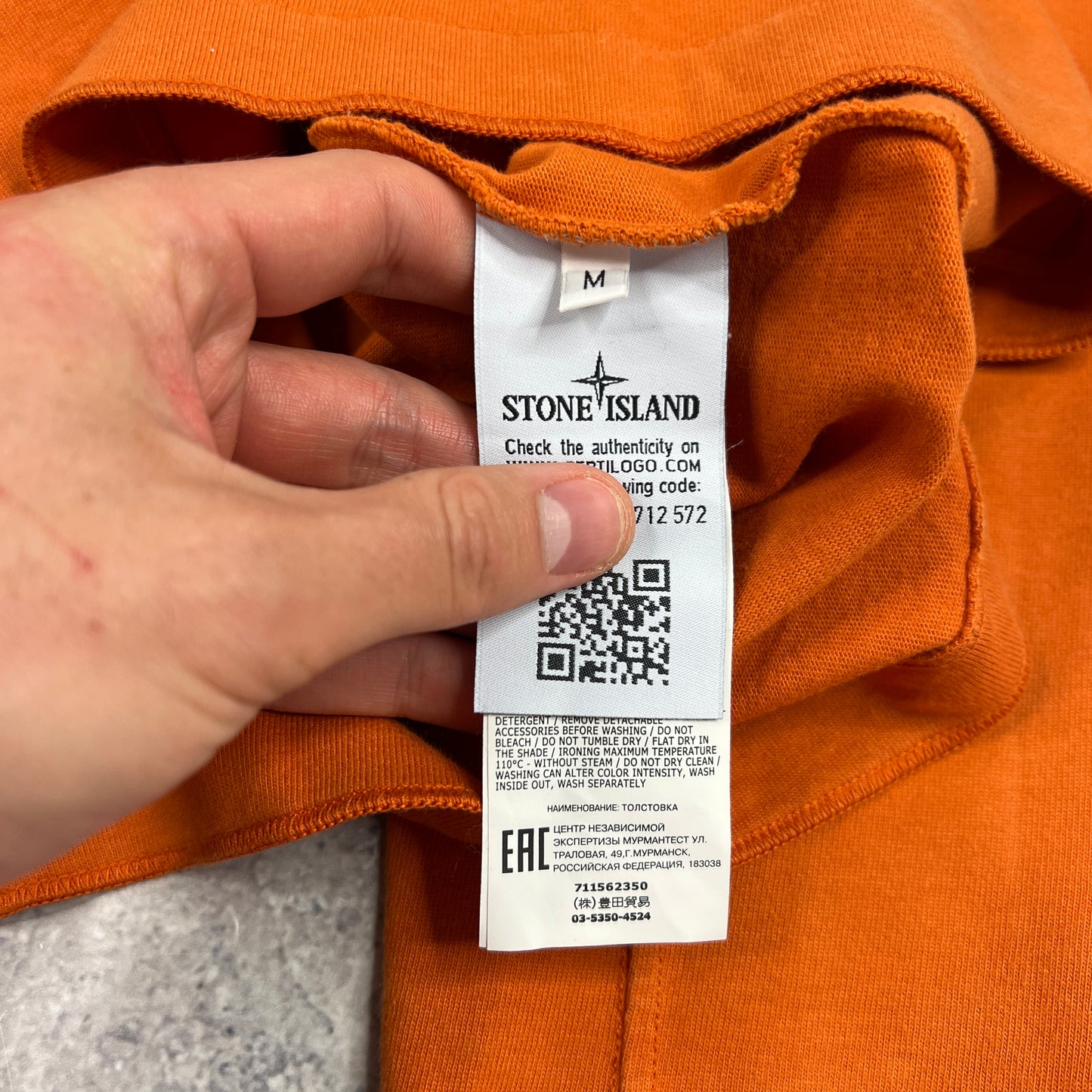 Stone Island Orange Lightweight Sweatshirt Medium 21.75”