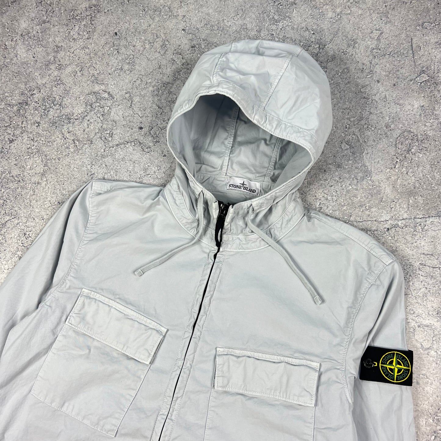 Stone Island Sky Blue Supima Cotton Hooded Jacket XL 23.75”
