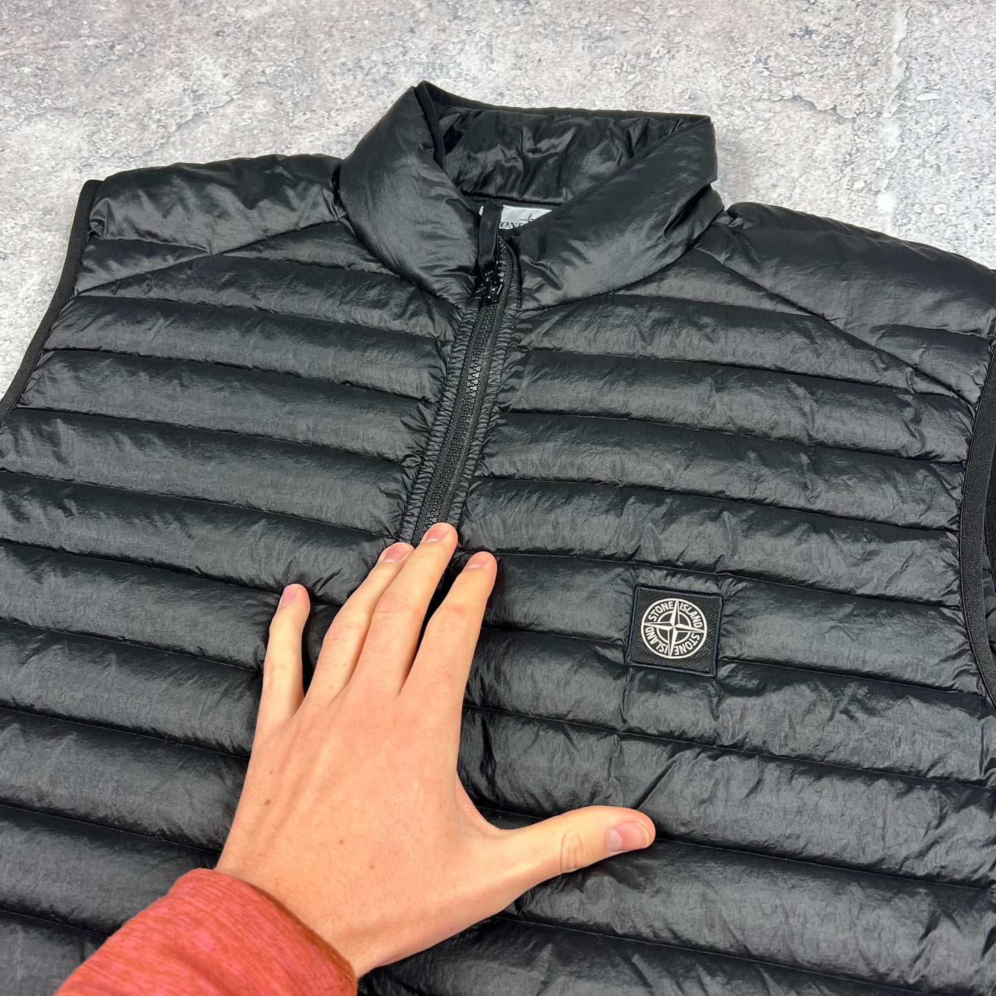 Stone Island Black Loom Woven Down Gilet XXL 26”