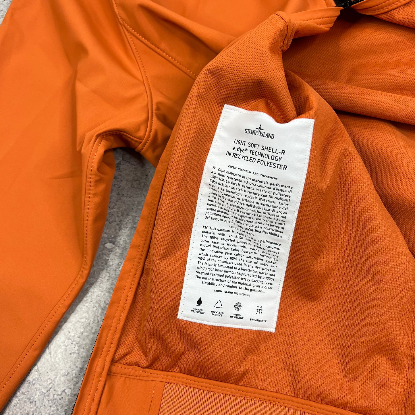 Stone Island Orange Light Softshell Jacket XXL 25” BNWT