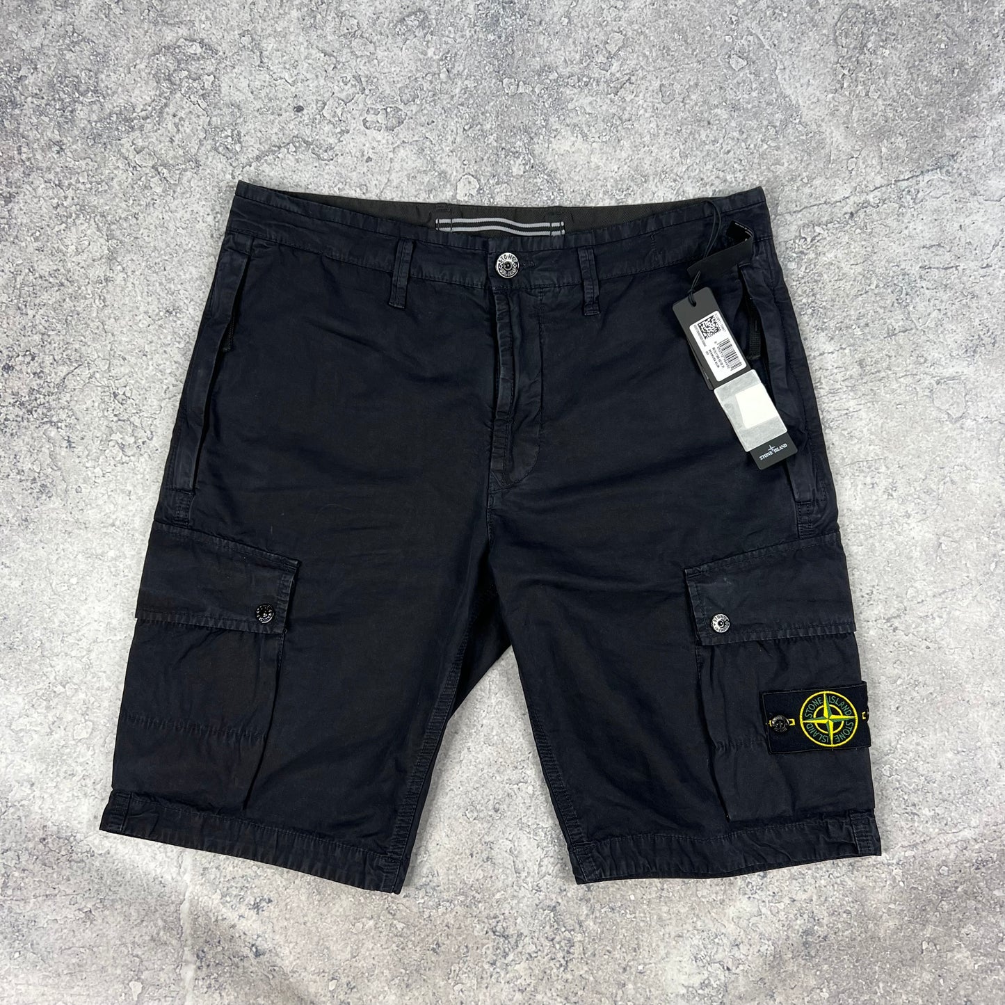 Stone Island Navy Garment Dyed Cargo Shorts W31-32” BNWT