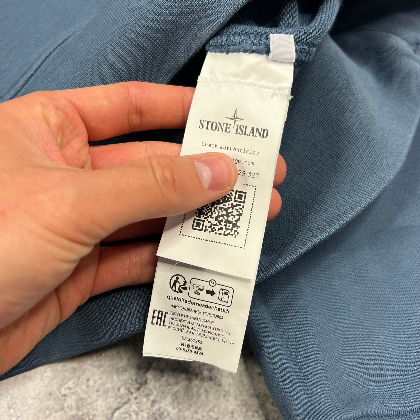 Stone Island Blue Quarter Zip Sweatshirt Small 20.25”