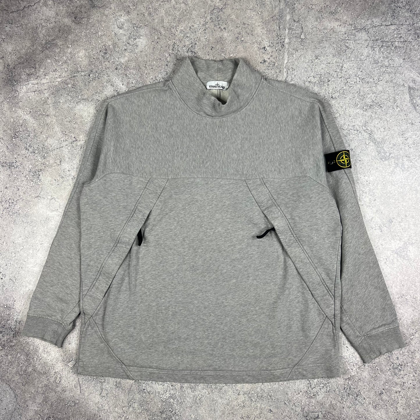 Stone Island Grey Mock Neck Sweatshirt 3XL 27.5”