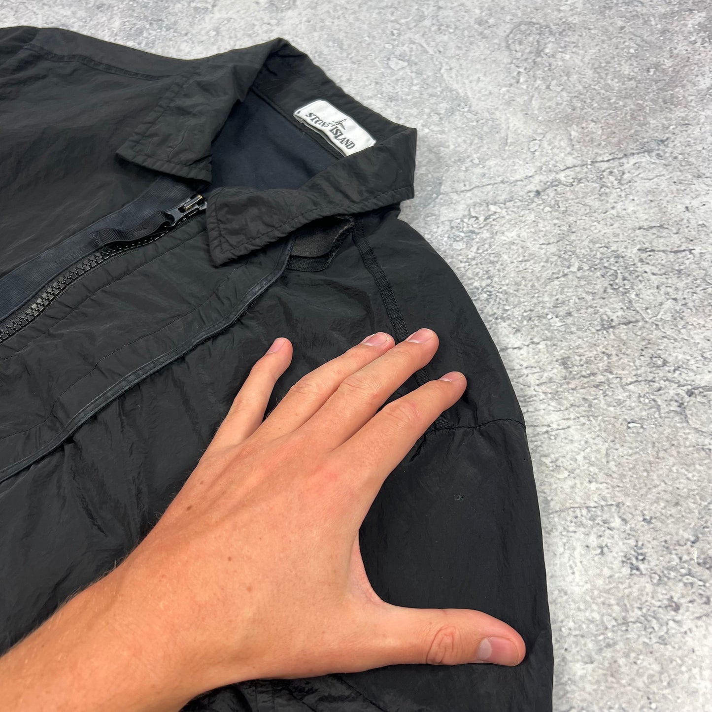 Stone Island Black Nylon Metal Lined Overshirt Medium 20.5”