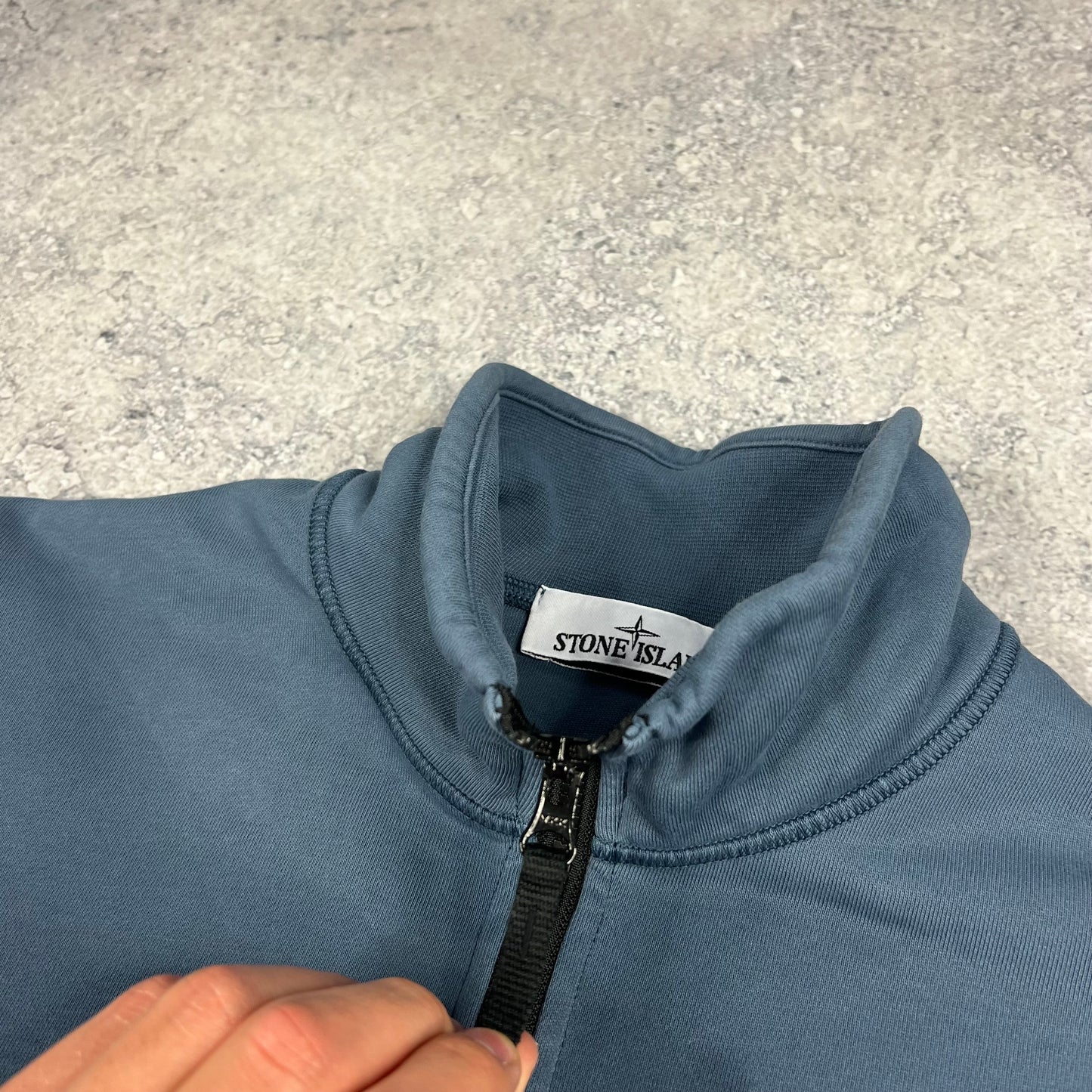 Stone Island Blue Quarter Zip Sweatshirt Small 20.25”