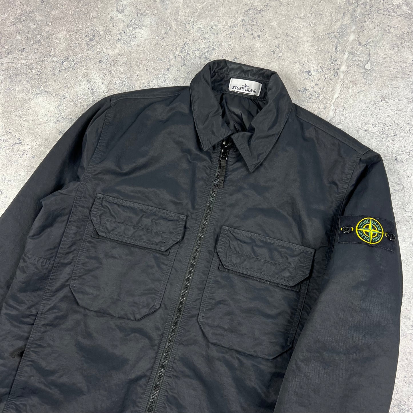 Stone Island Black Opaque Nylon Twill Primaloft Jacket Medium 23.5”