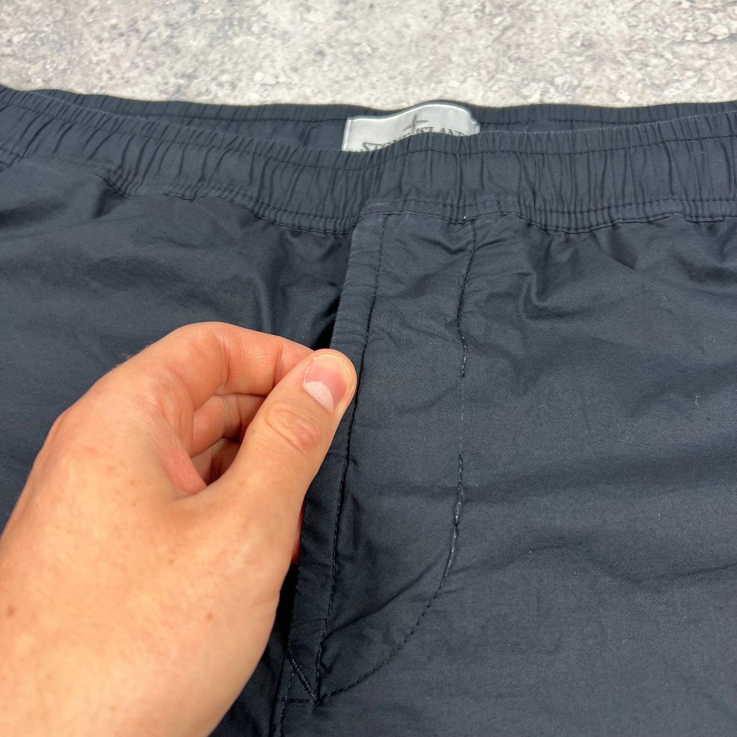 Stone Island Navy Cuffed Cargo Trousers W38”