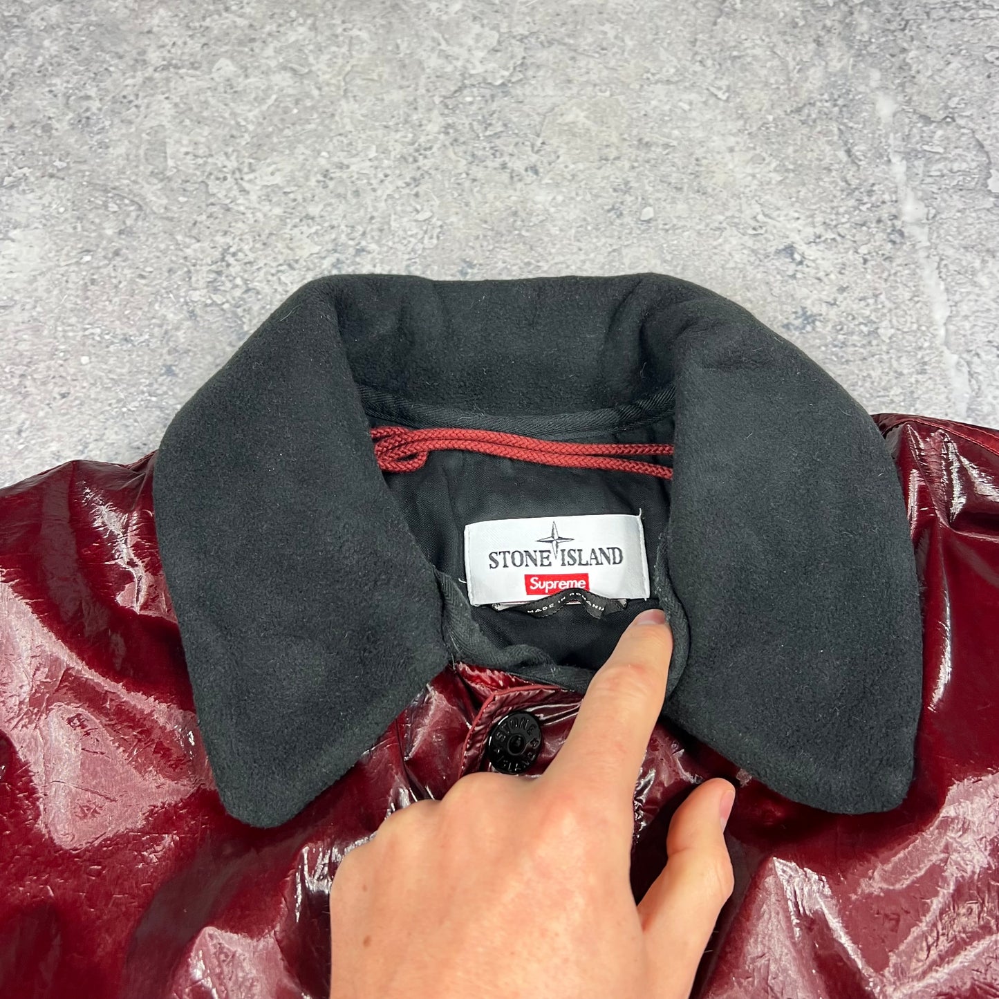 Stone Island x Supreme New Silk Light Red Jacket Medium 23”