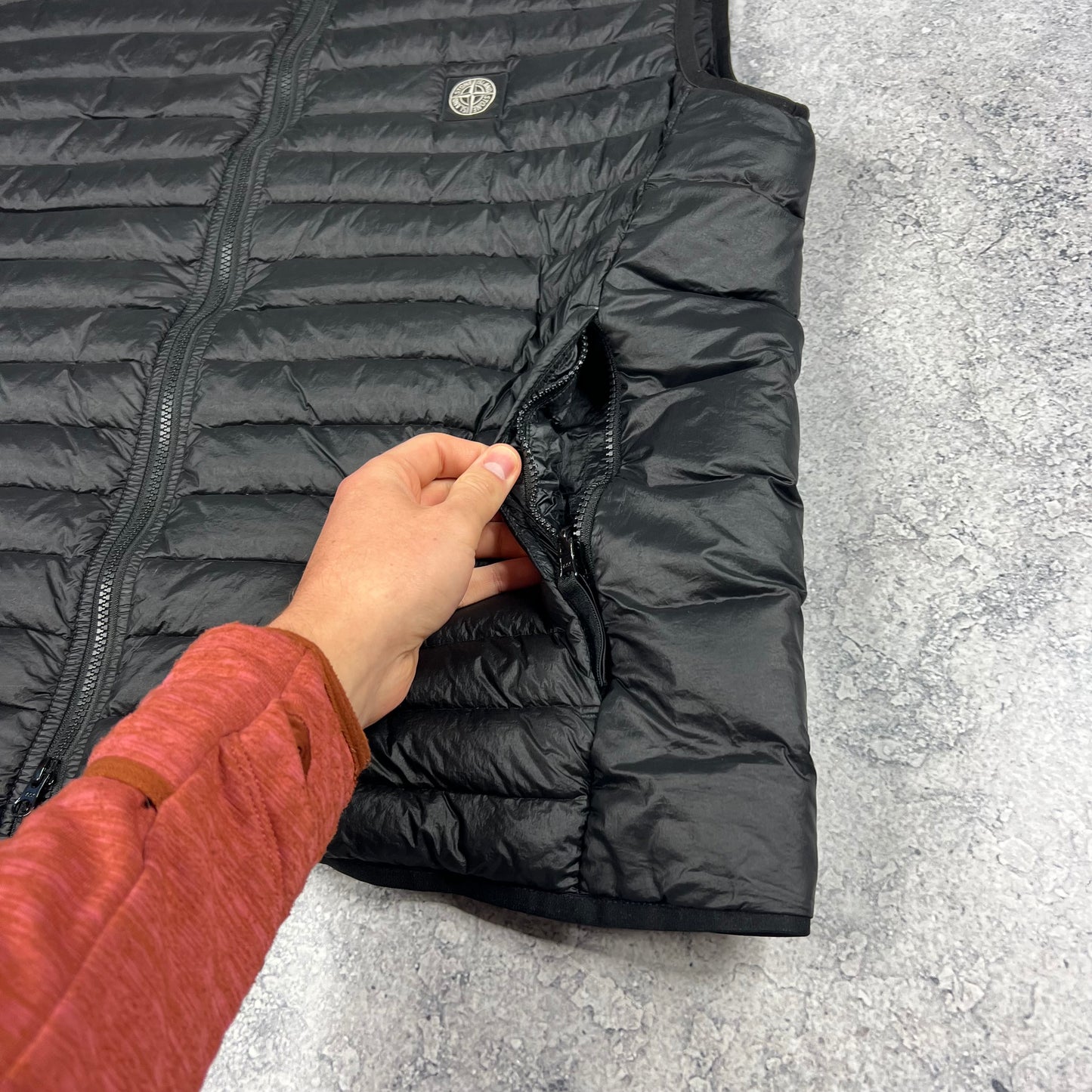 Stone Island Black Loom Woven Down Gilet XXL 26”