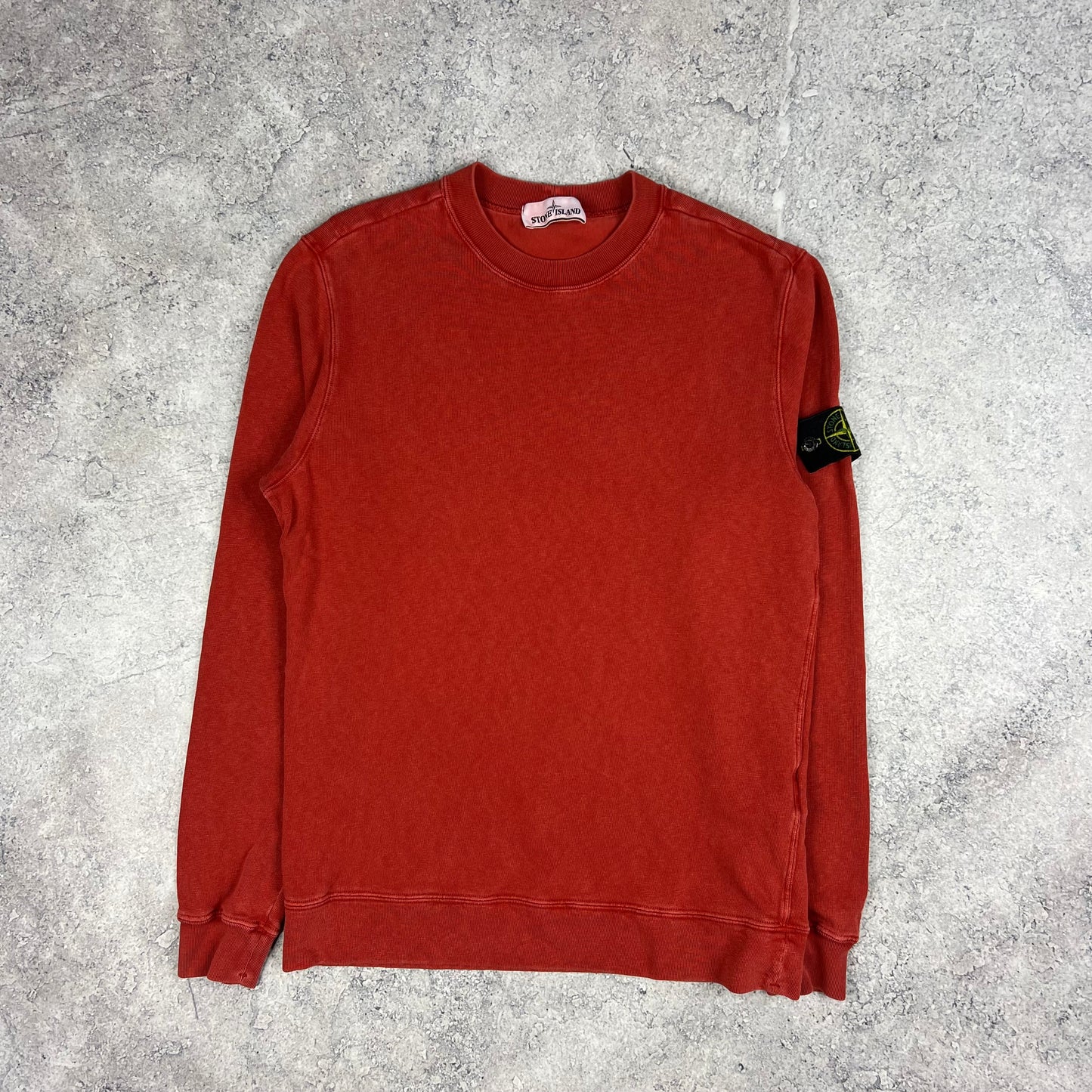 Stone Island Red Garment Dyed Sweatshirt Small 19.75”