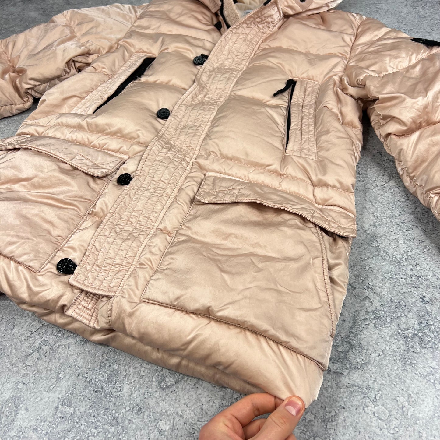 Stone Island Nylon Raso Down TC Down Jacket Small 21.75”