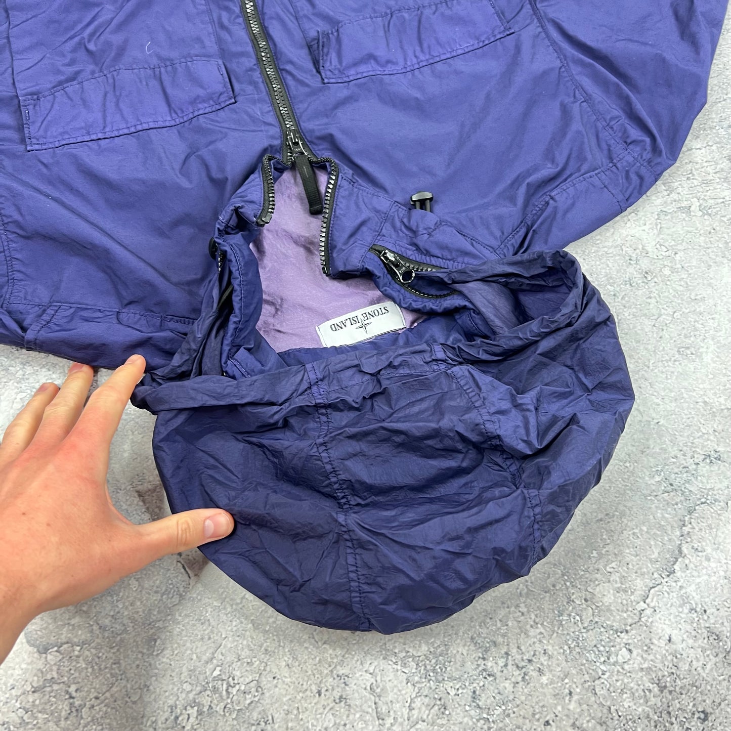 Stone Island Navy Naslan Light Watro Field Jacket XL 23.75”