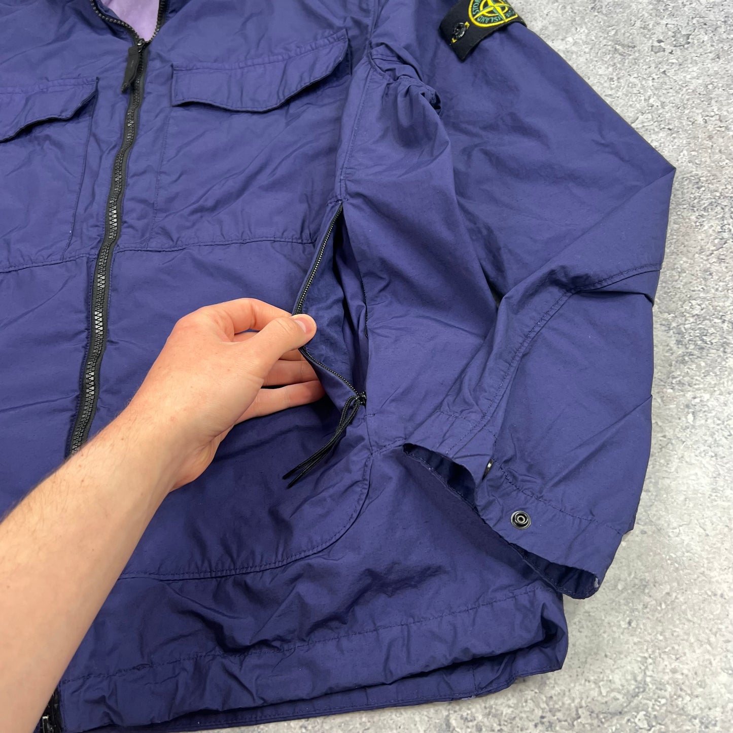 Stone Island Navy Naslan Light Watro Field Jacket XL 23.75”