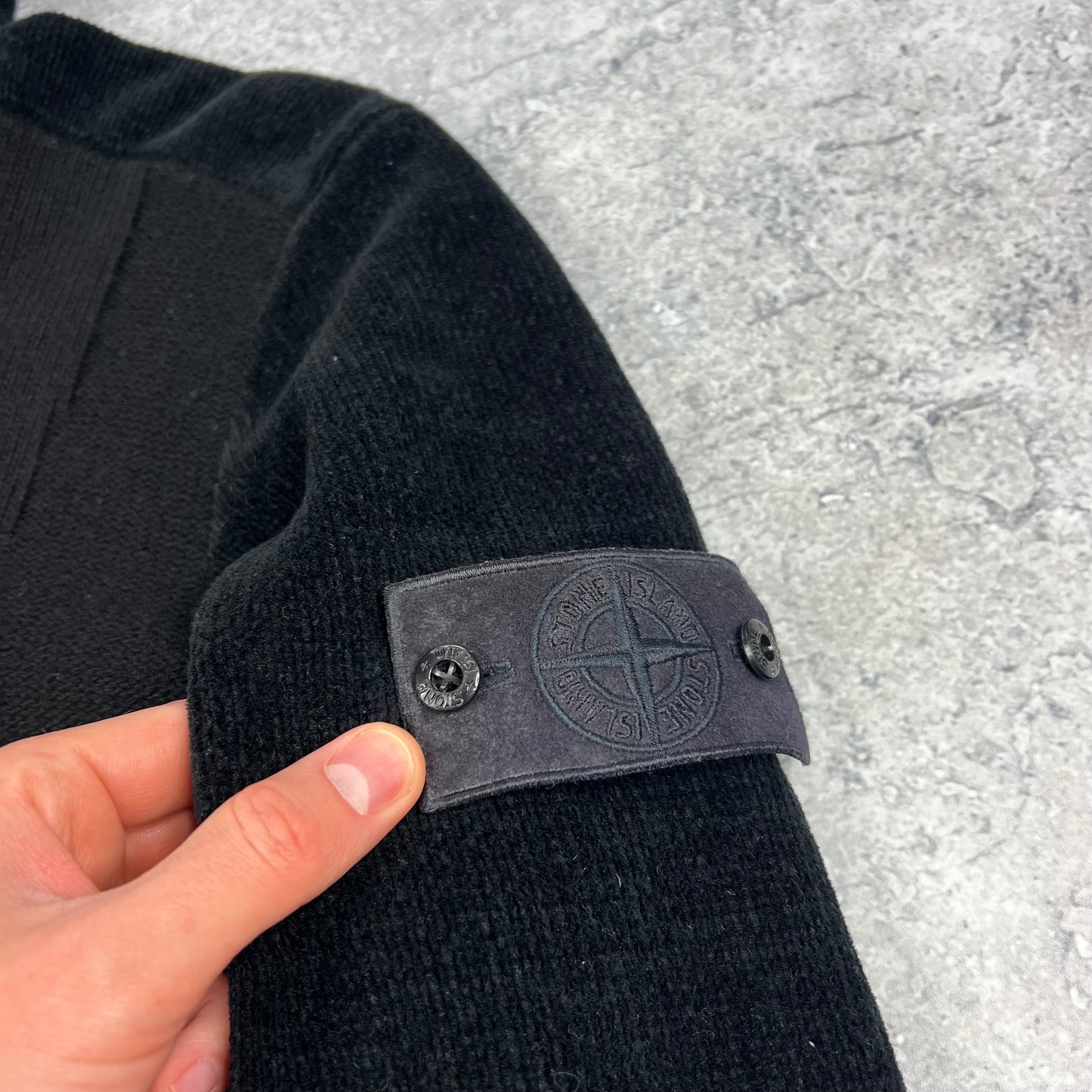 Stone Island Black Ghost Chenille Knit Hoodie Large 23.5”