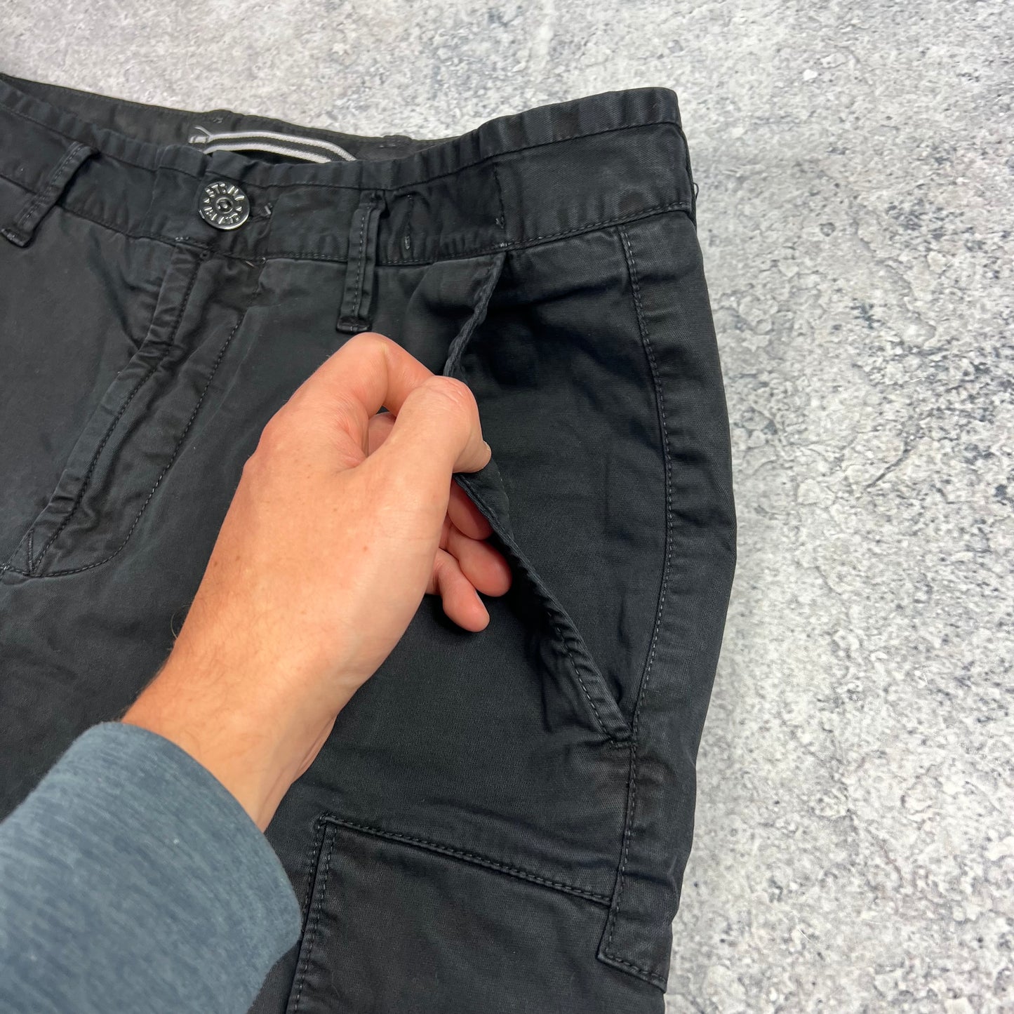 Stone Island Black Slim Cargo Shorts W30”