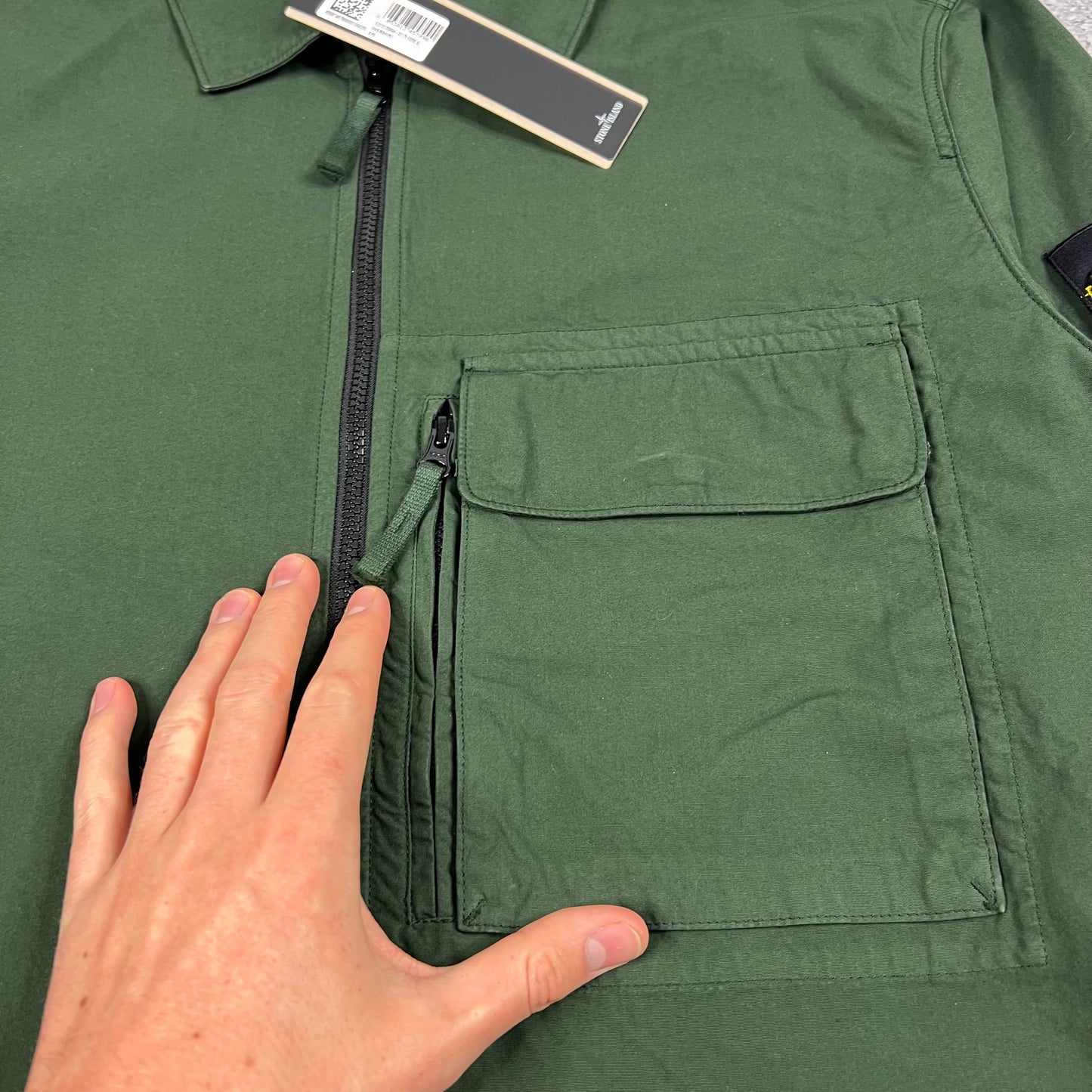 Stone Island Canvas Weave Cotton Green Overshirt XL 24.5” BNWT
