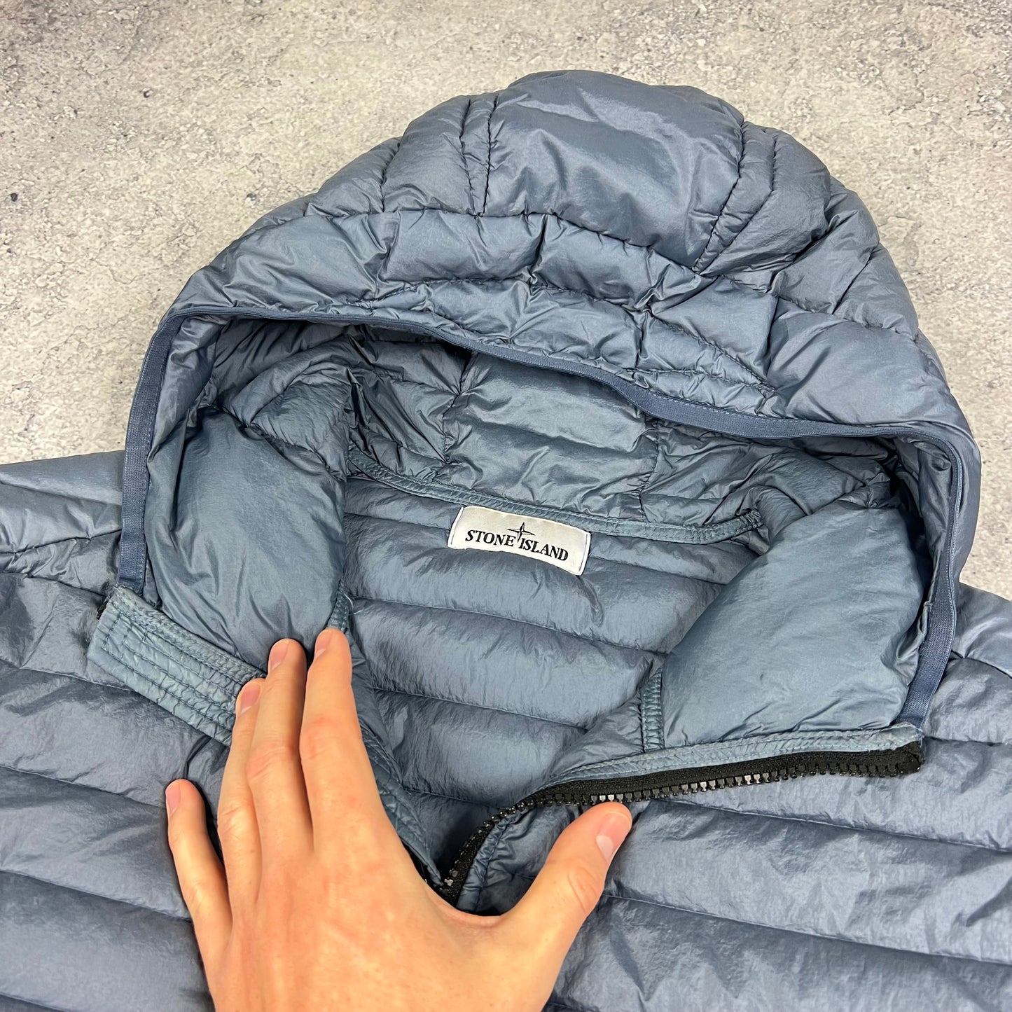 Stone Island Blue Loom Woven Down Jacket XXL 25.5”
