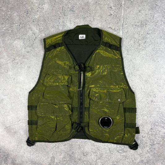 CP Company Green Prism Nylon Lens Gilet Size 48- Medium 21.75”