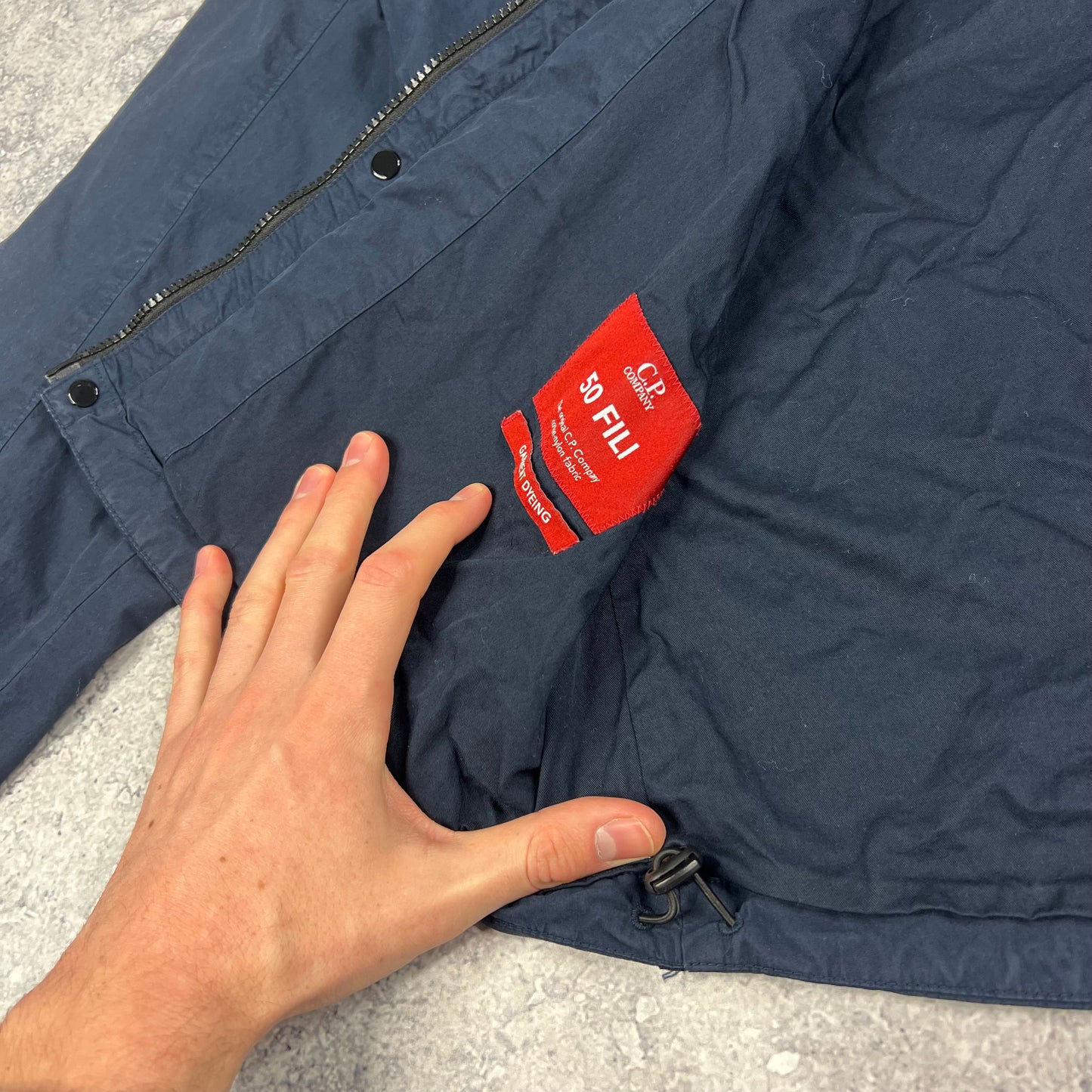 CP Company Navy 50 Fili Lens Overshirt Medium 21.75”