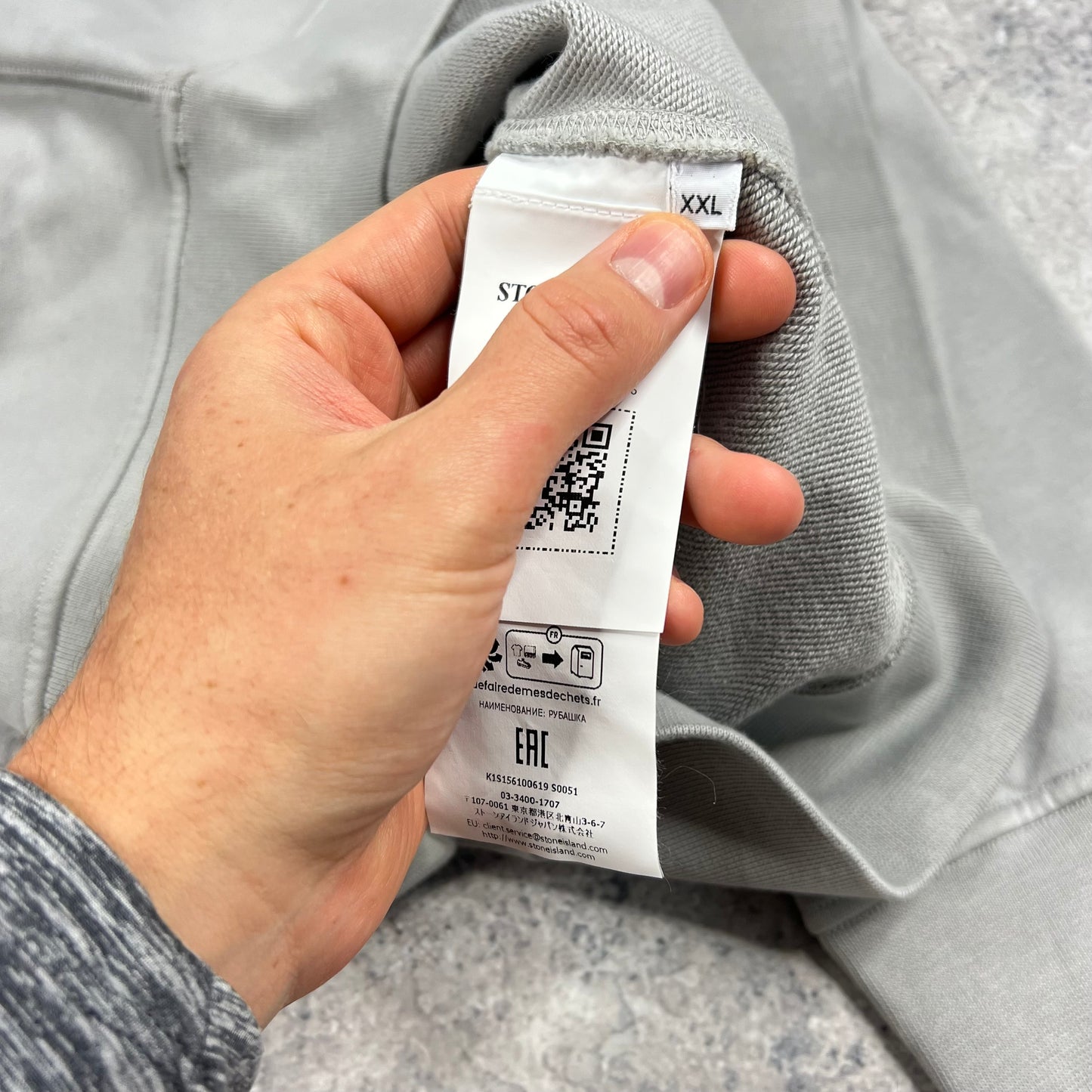Stone Island Light Grey Quarter Zip Sweatshirt XXL 26.5” BNWT