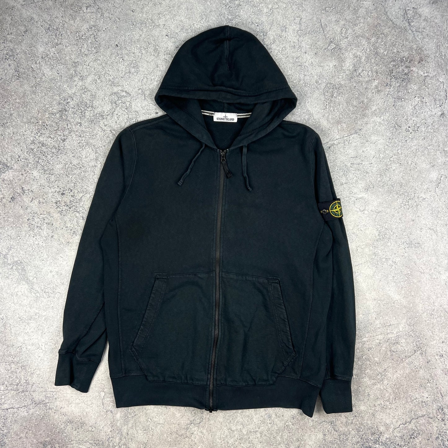 Stone Island Black Full Zip Hoodie XXL 24.5”