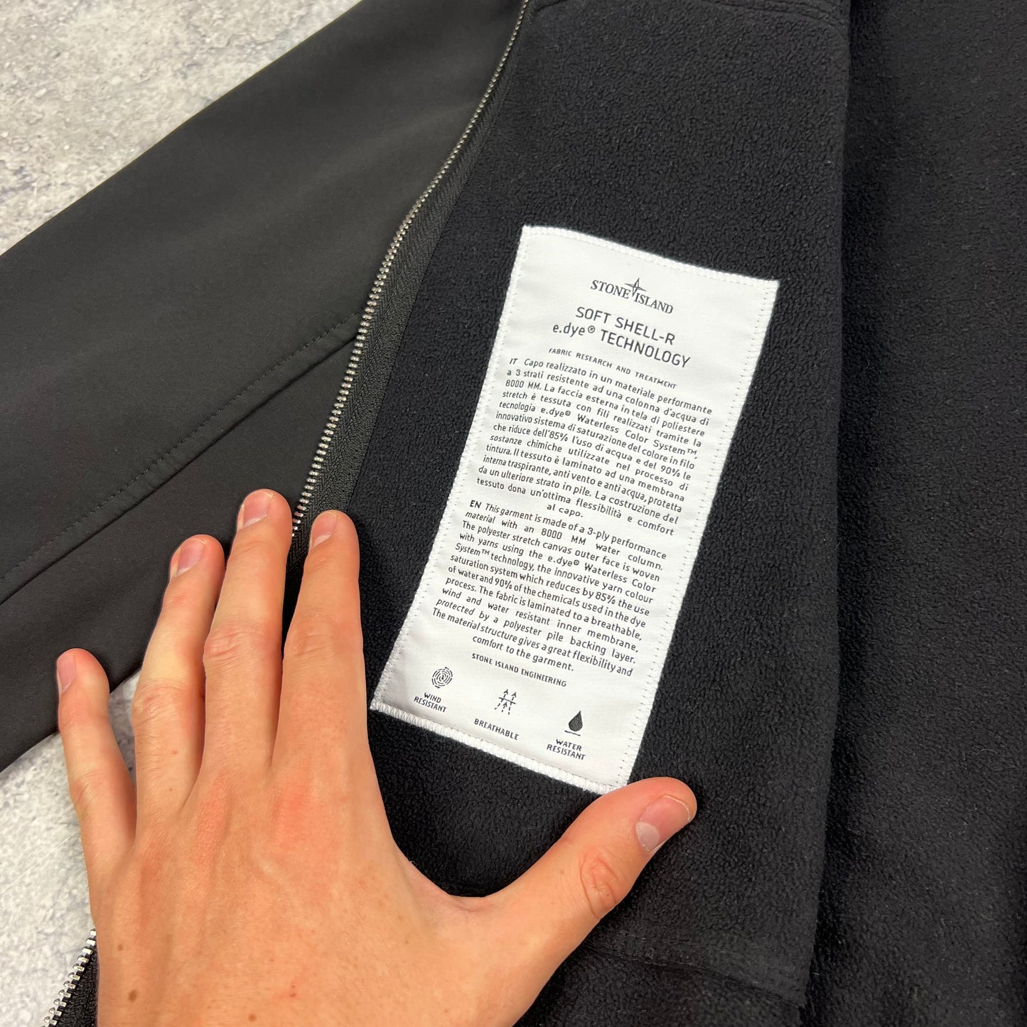 Stone Island Black Softshell Jacket Medium 21.5”
