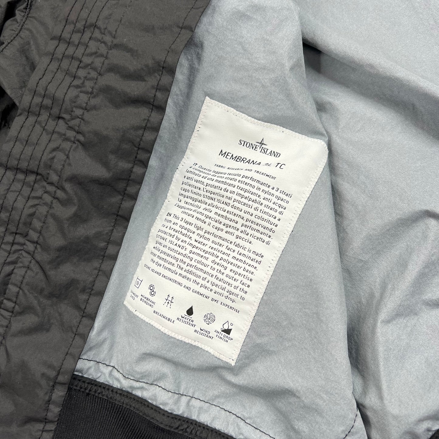 Stone Island Black Membrana Bomber Jacket Medium 22” BNWT