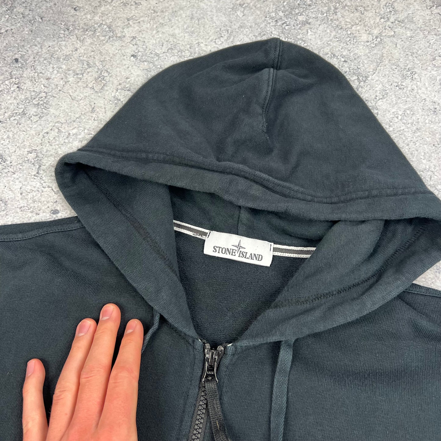 Stone Island Black Full Zip Hoodie XXL 24.5”