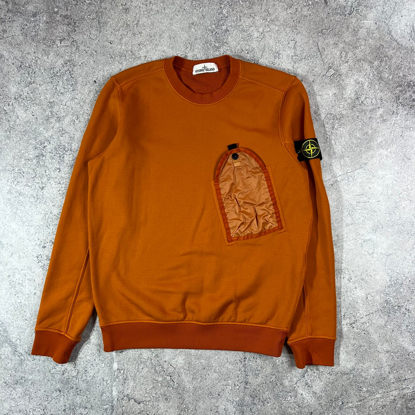 Stone Island Orange Lamy Flock Sweatshirt Small 21.75”