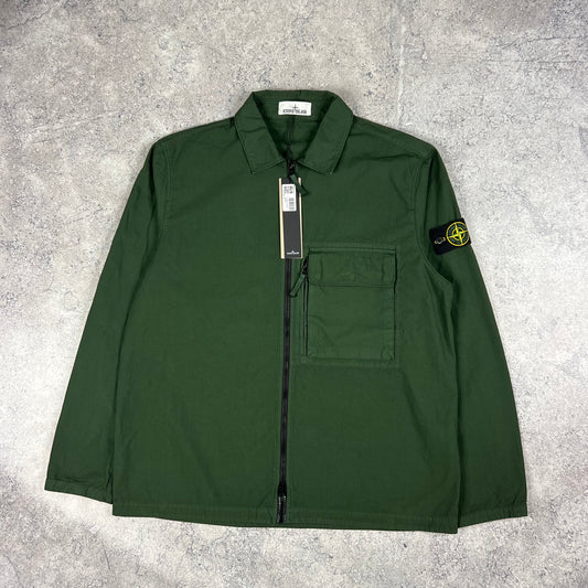 Stone Island Canvas Weave Cotton Green Overshirt XL 24.5” BNWT