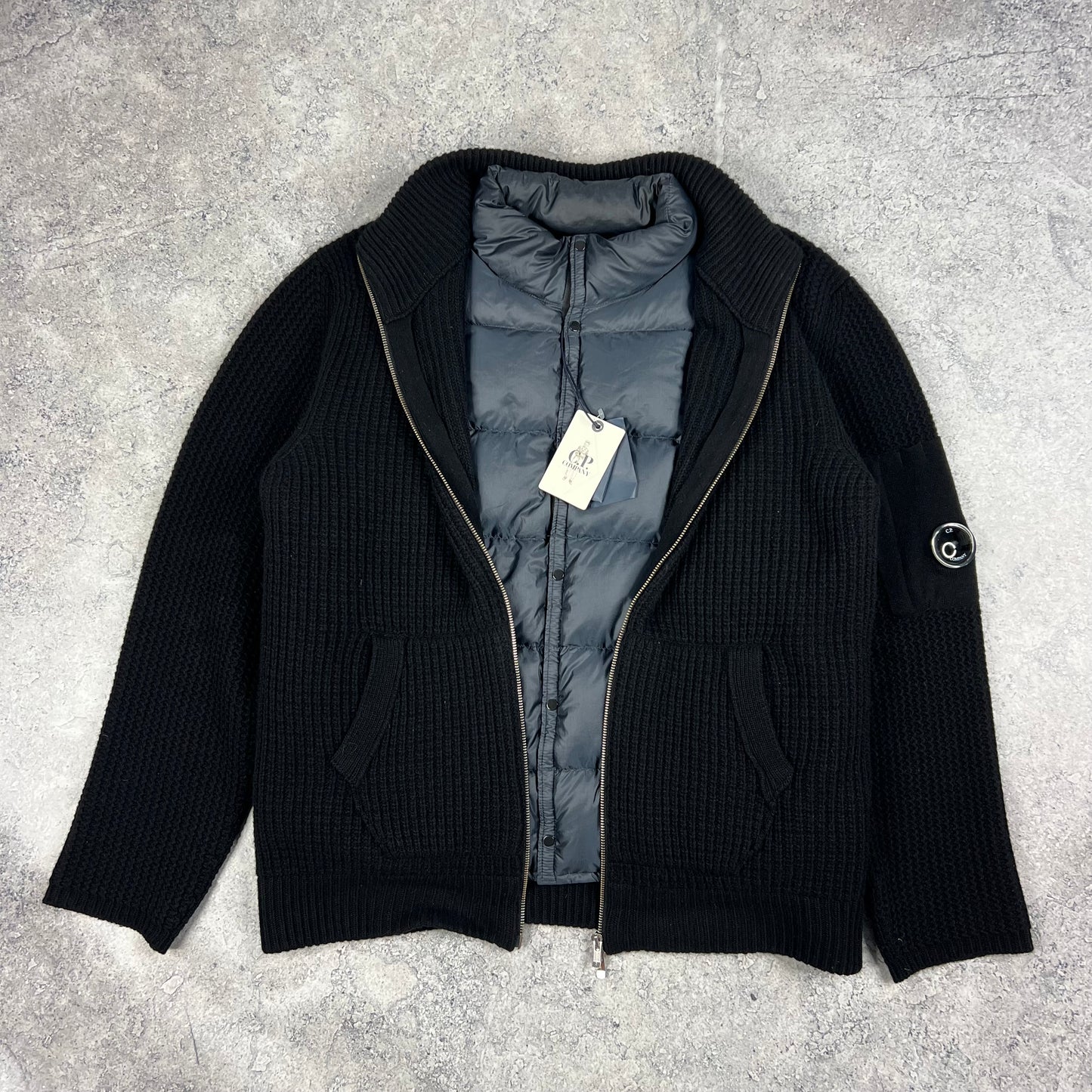 CP Company Full Zip Knit w/Down Liner Size 58- L/XL 24.25”