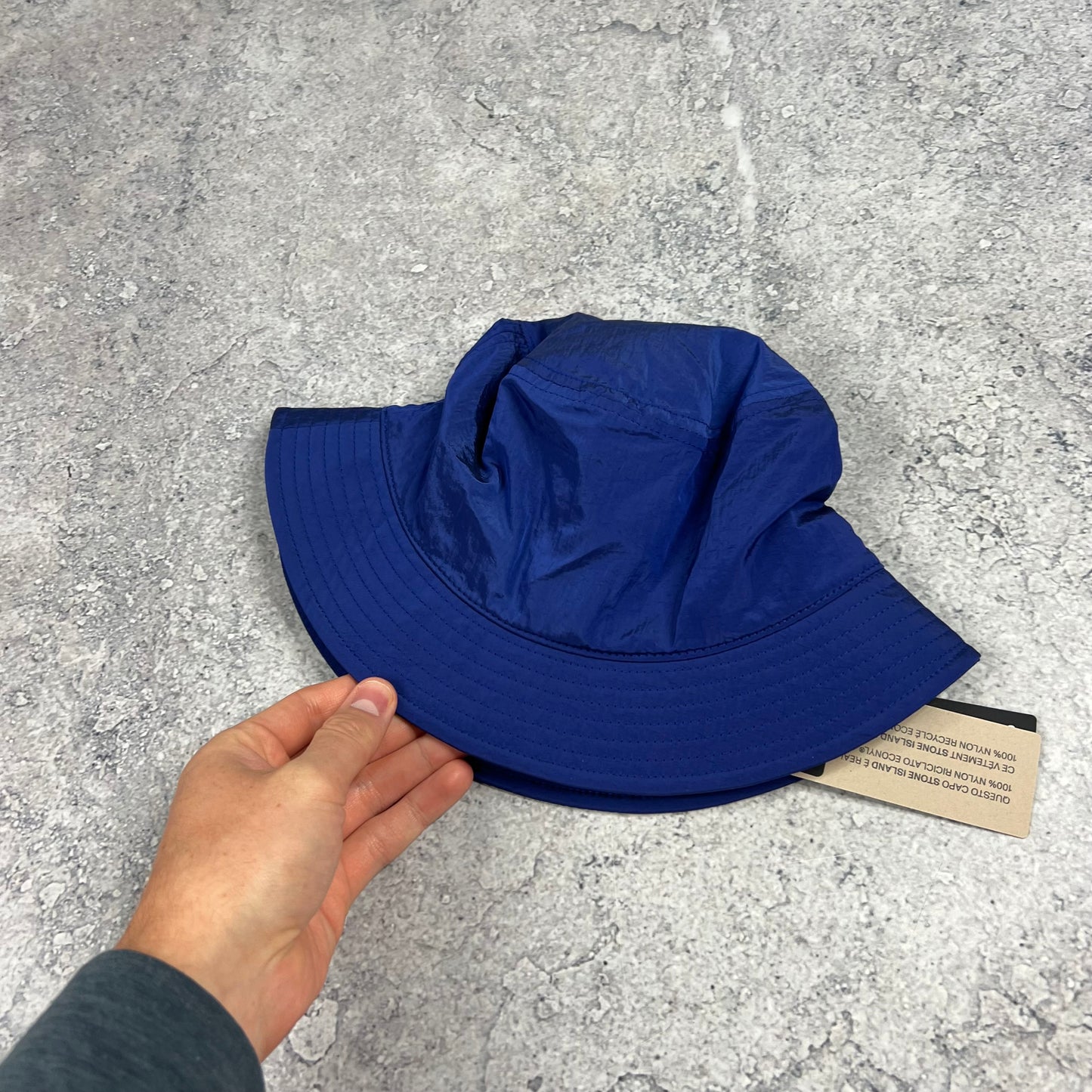 Stone Island Blue Nylon Metal Bucket Hat Large BNWT