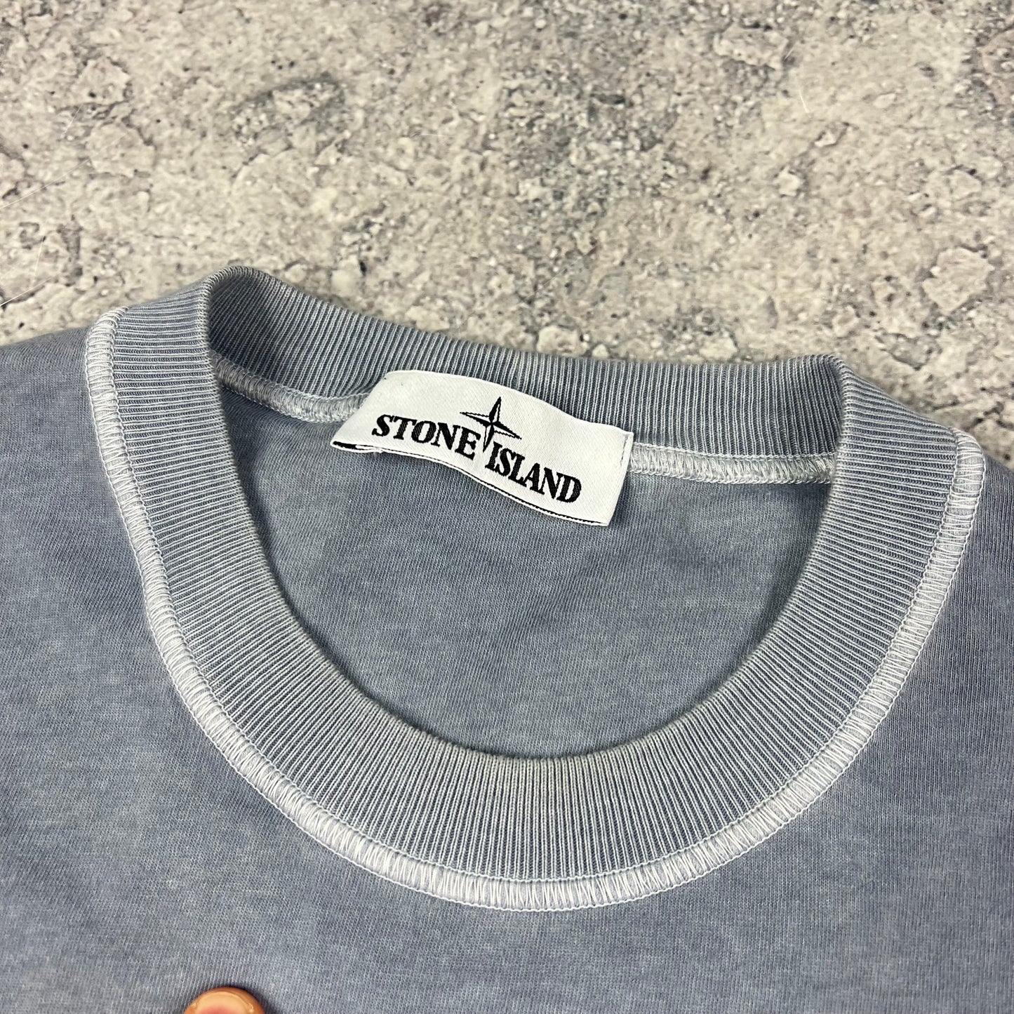 Stone Island Blue Garment Dyed Patch T-Shirt Medium 20.25”