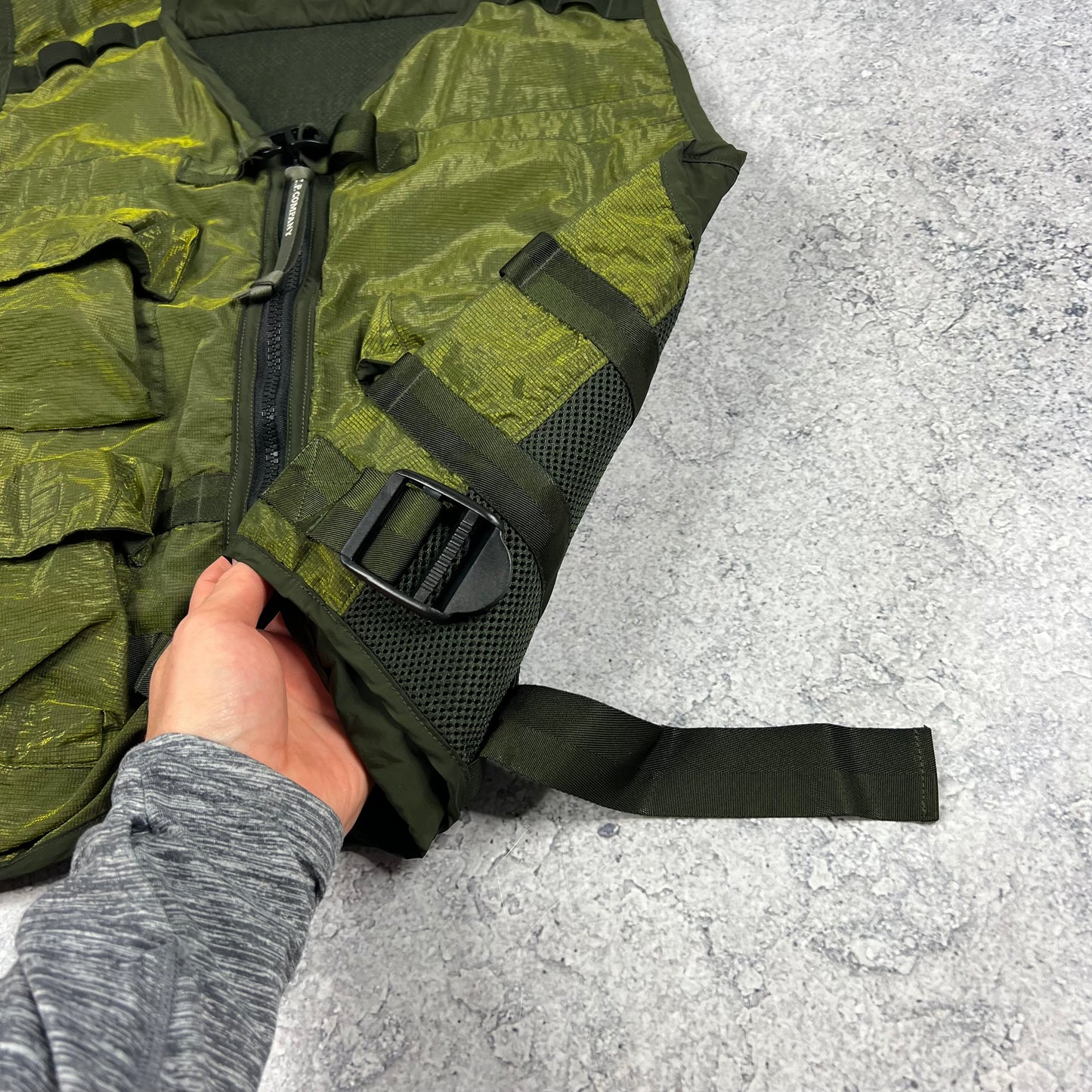CP Company Green Prism Nylon Lens Gilet Size 48- Medium 21.75”