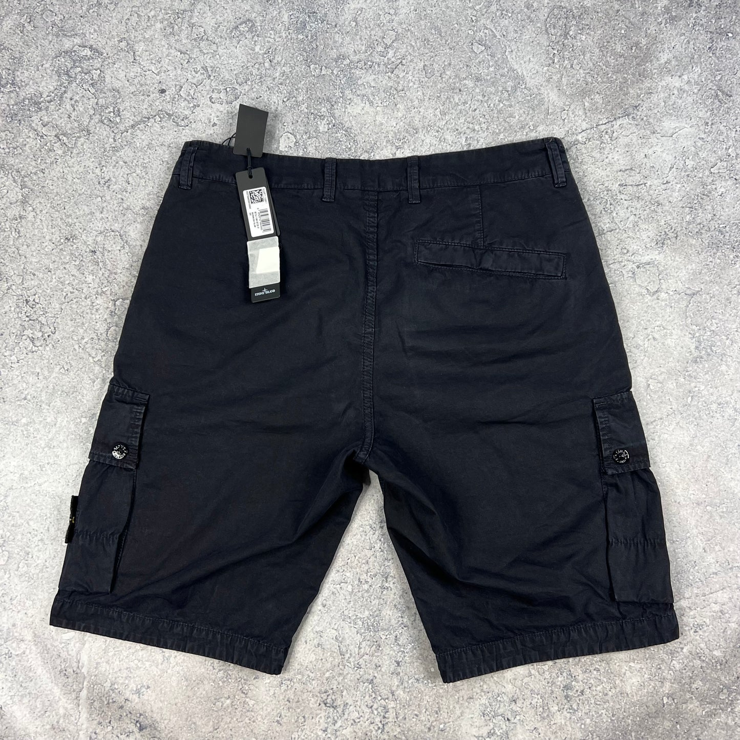Stone Island Navy Garment Dyed Cargo Shorts W31-32” BNWT