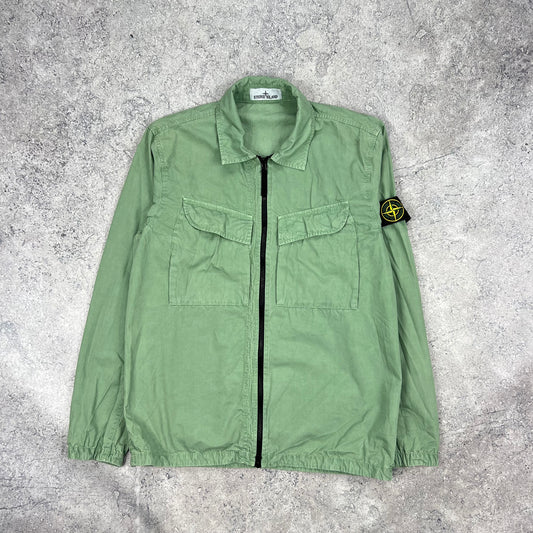 Stone Island Green Garment Dyed Overshirt Medium 21.25”