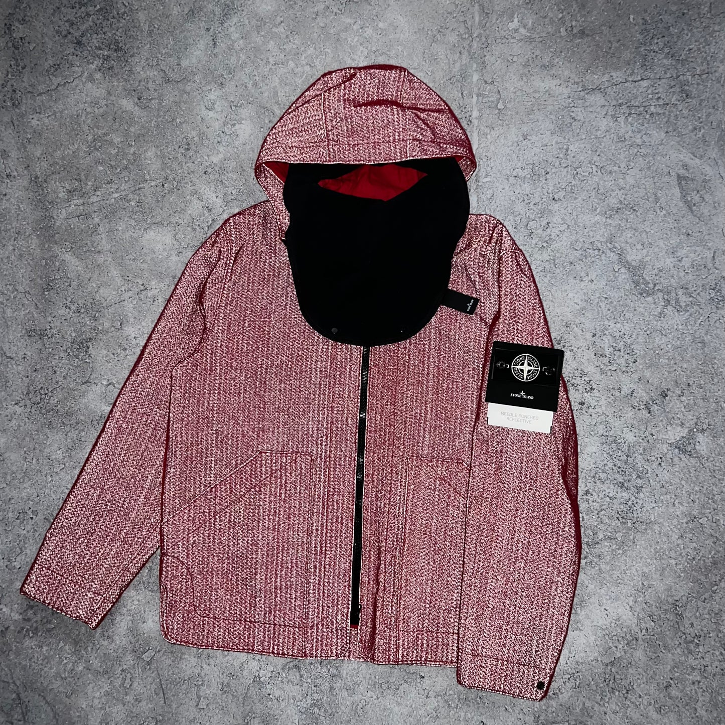 Stone Island Red Needle Punched Reflective Jacket XL 24.5” BNWT