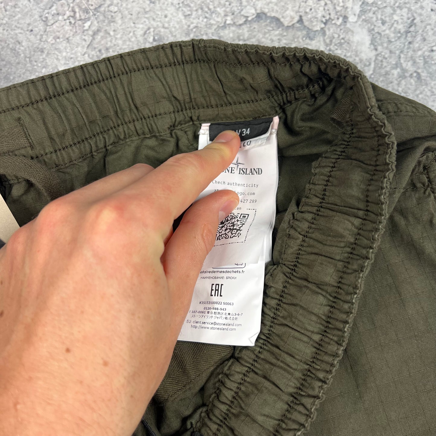 Stone Island Khaki Mil Spec Ripstop Cargo Trousers W34” BNWT