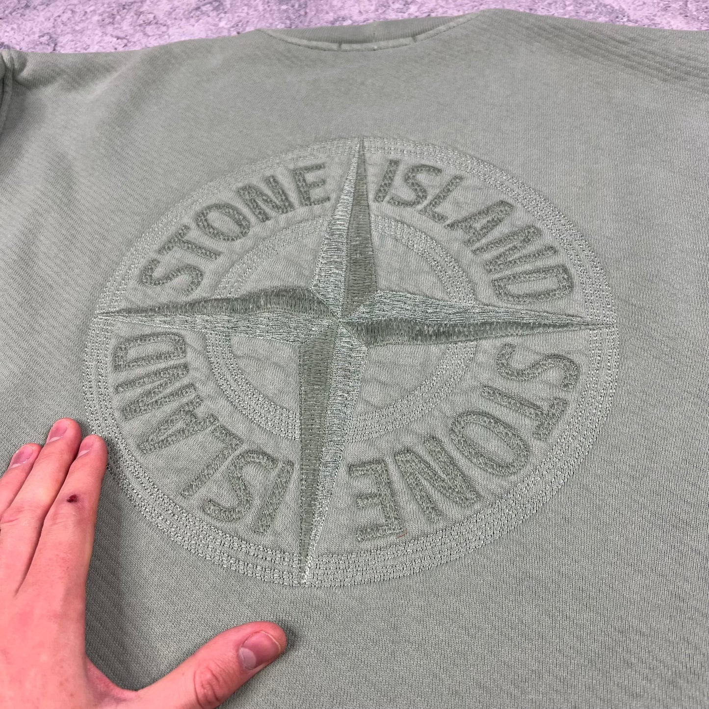 Stone Island Green Heavy Embroidered Logo Sweatshirt XL 25”