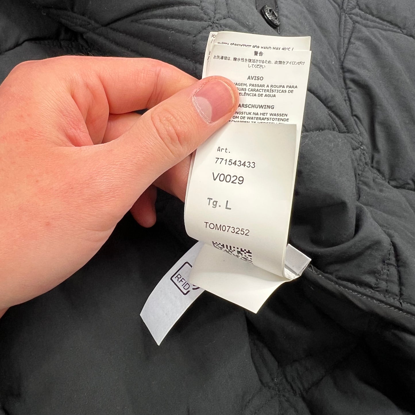 Stone Island Black Cupro Cotton Stella Primaloft Jacket Large 22.5”