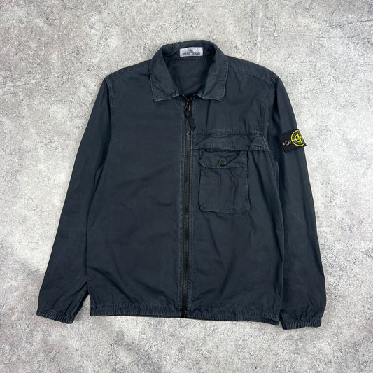 Stone Island Navy Garment Dyed Overshirt Medium 21.5”