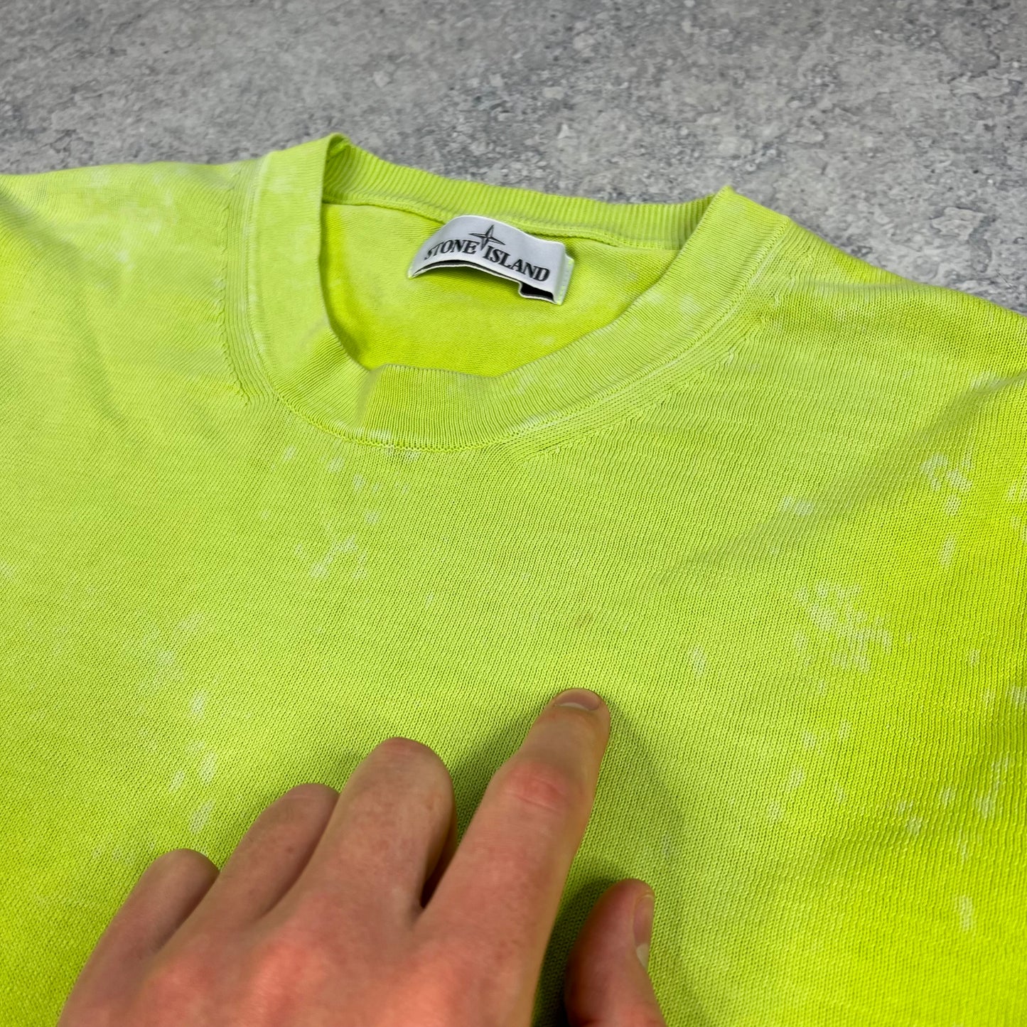 Stone Island Lime OVD Knit Sweatshirt Large 22.75”