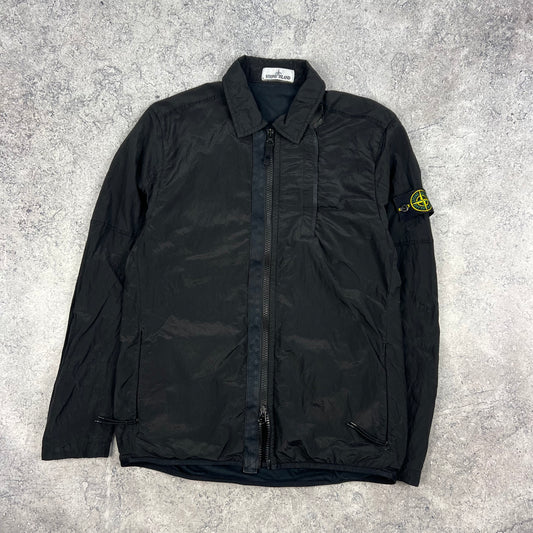 Stone Island Black Nylon Metal Lined Overshirt Medium 20.5”