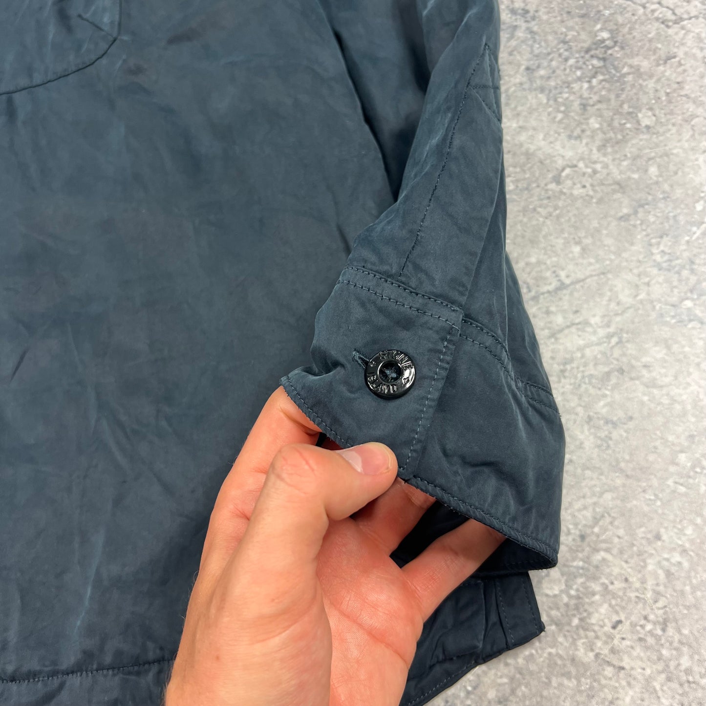 Stone Island Ghost Navy Cupro Satin Overshirt 3XL 27.5”