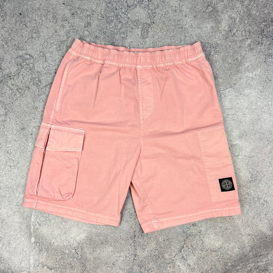 Stone Island Pink Patch Cargo Shorts W30-31”