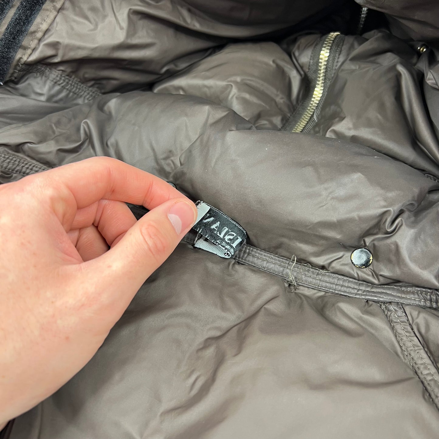 Stone Island Brown Opaque Nylon Tela Down Jacket XL 24.5”