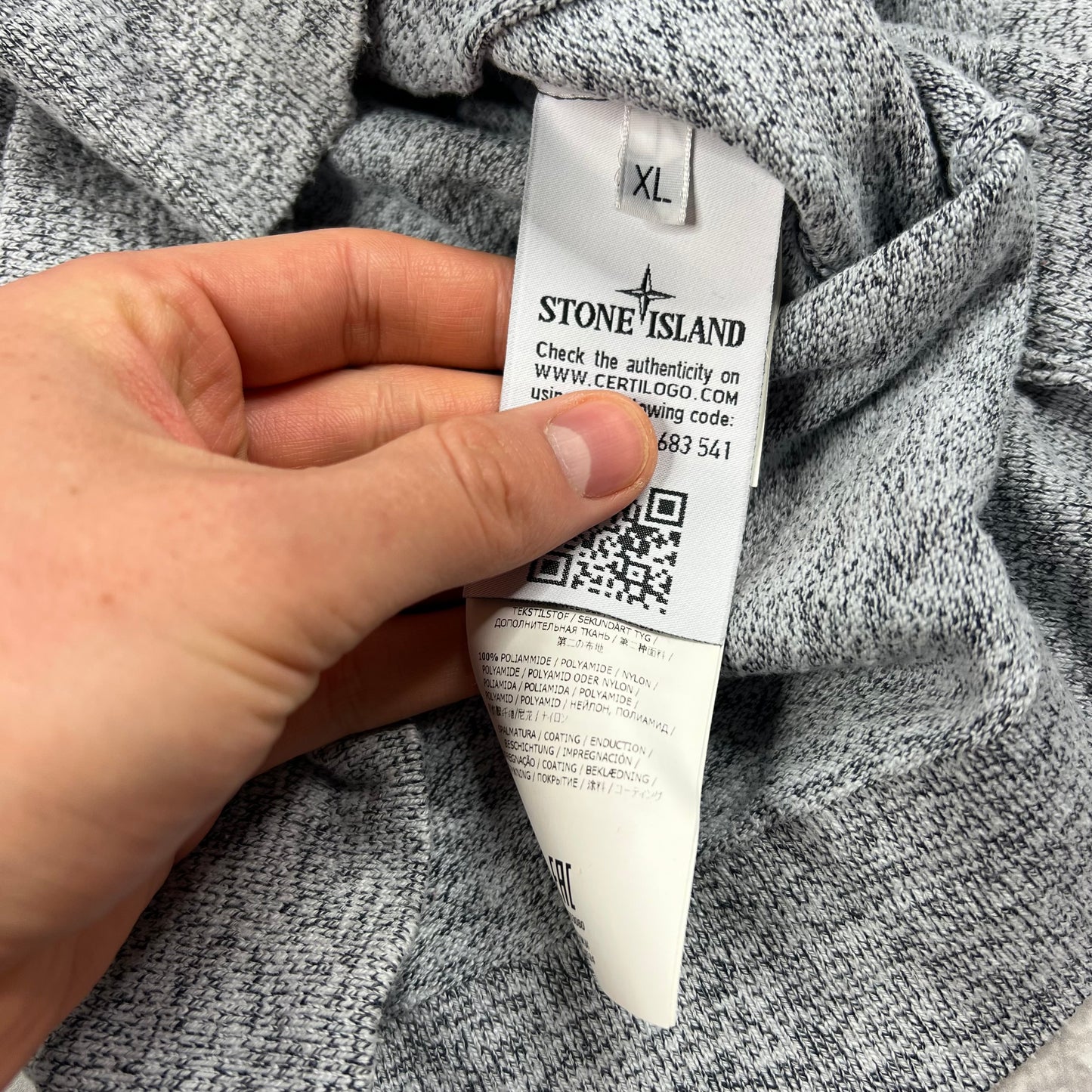 Stone Island Blue Full Zip Hooded Knit Sweatshirt XL 21.5”