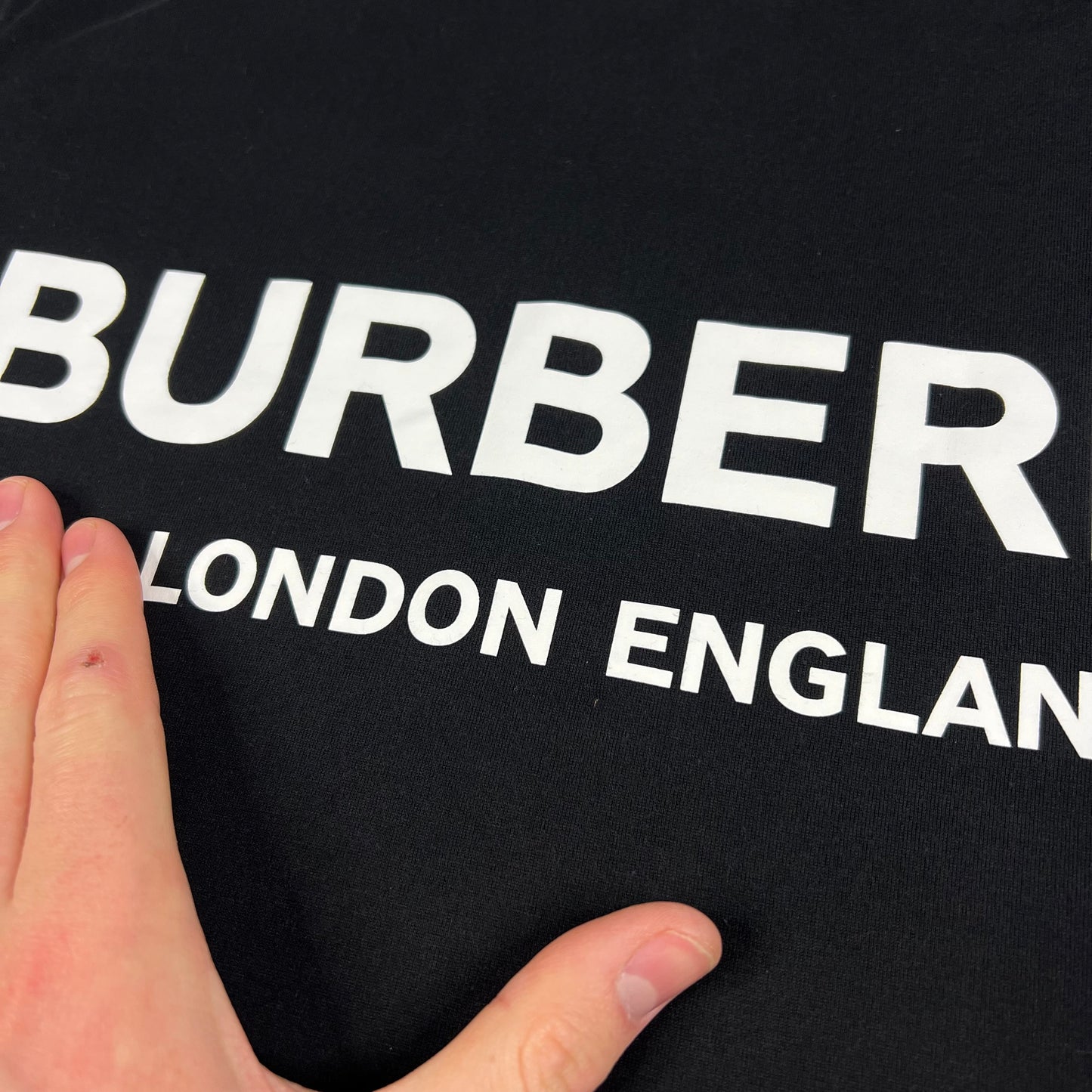 Burberry Black Spellout T-Shirt Small 20.5”