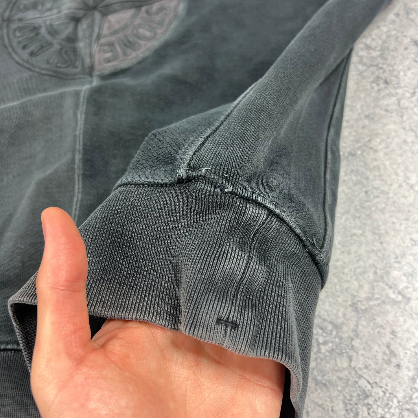 Stone Island Grey Old Dye Treatment Sweatshirt Large 25”