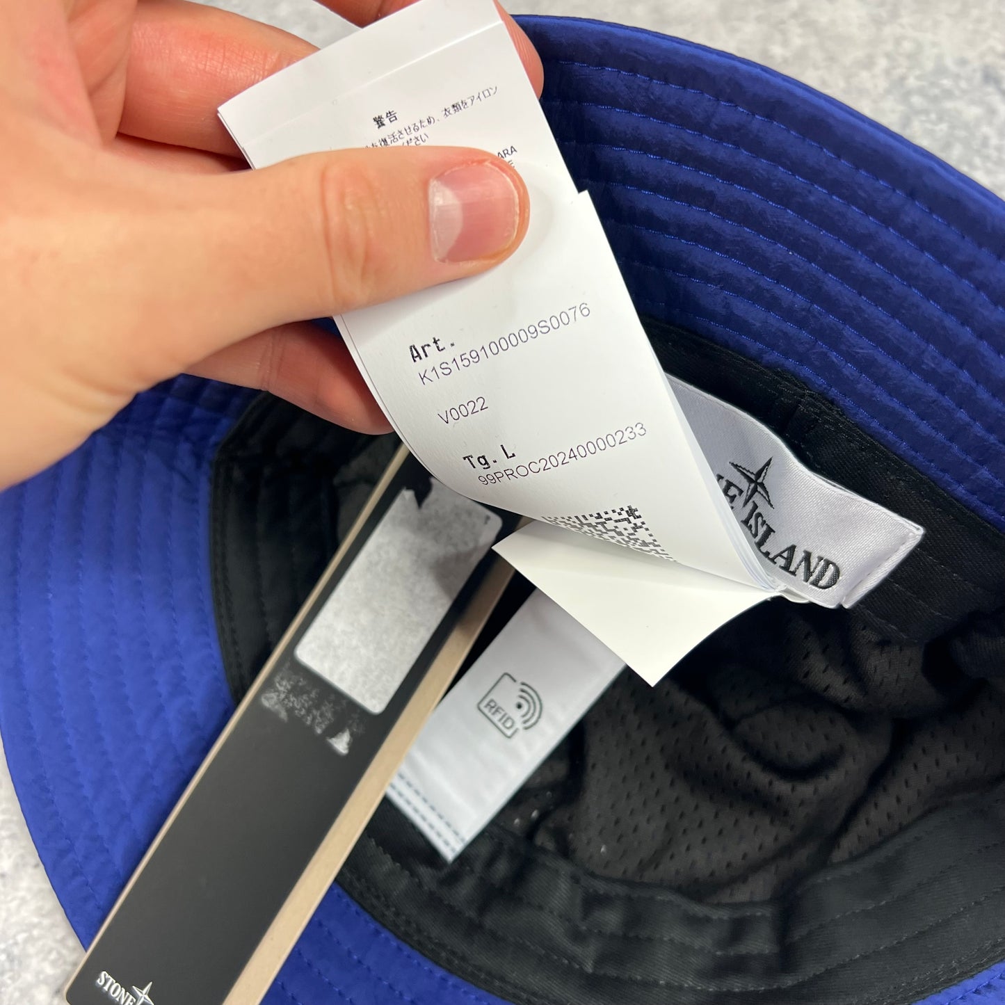 Stone Island Blue Nylon Metal Bucket Hat Large BNWT